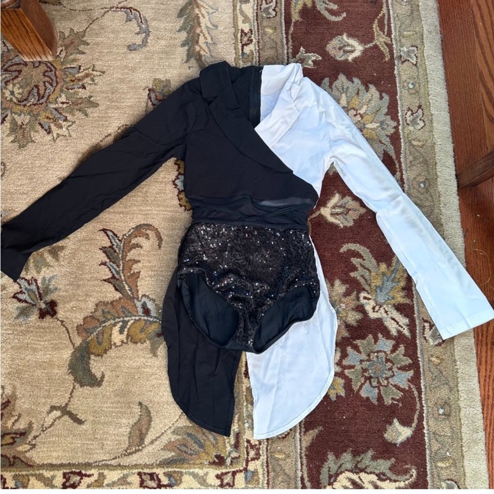 Weissman Black and White Sequin Leotard ring a ding ding# 14573
